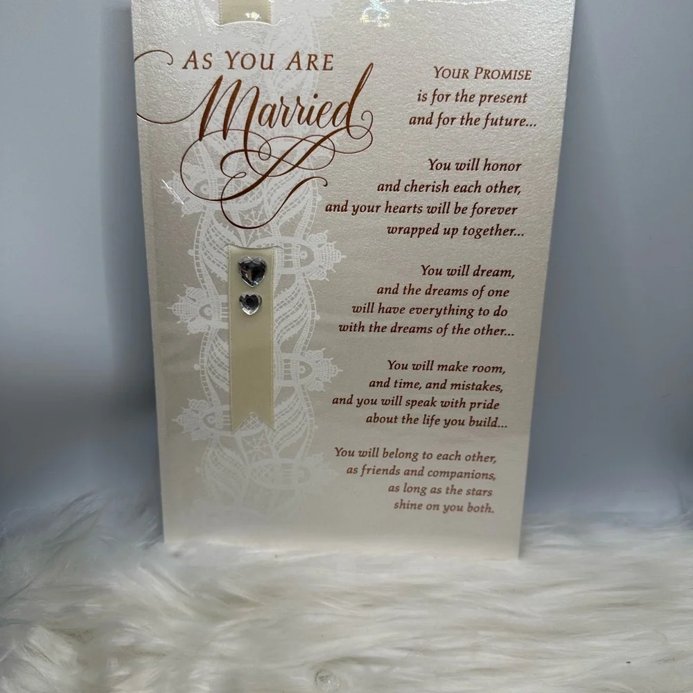 🩵5/$8 Elegant Wedding Card with Rhinestone Detail